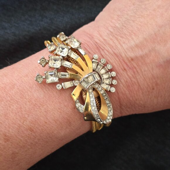 1940s Vintage Rhinestone Bracelet | Elegant Formal | Perfect Condition - Picture 1 of 3